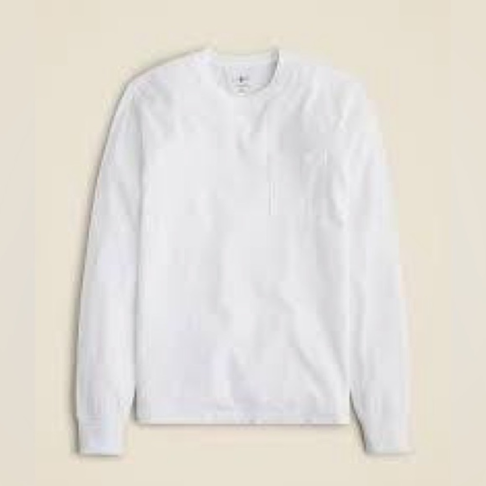 NWOT J.Crew White Long-sleeve vintage-wash cotton pocket T-shirt Large & Medium